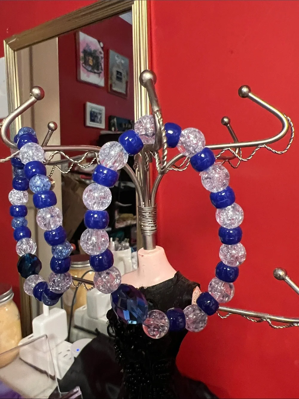 Setof 2  blue beaded bracelets homemade